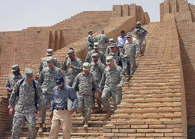US Army officials tour the Ziggurat of Ur