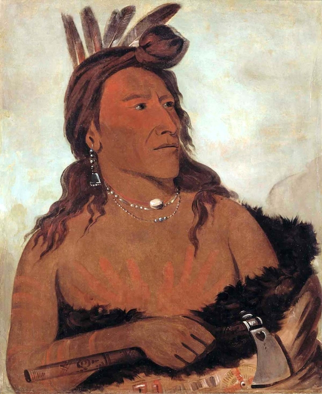 George Catlin, Mah-tó-che-ga, Little Bear, a Hunkpapa Brave, 1832.