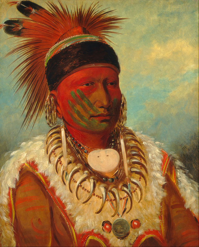 George Catlin, The White Cloud, Head Chief of the Iowas, 1844.
