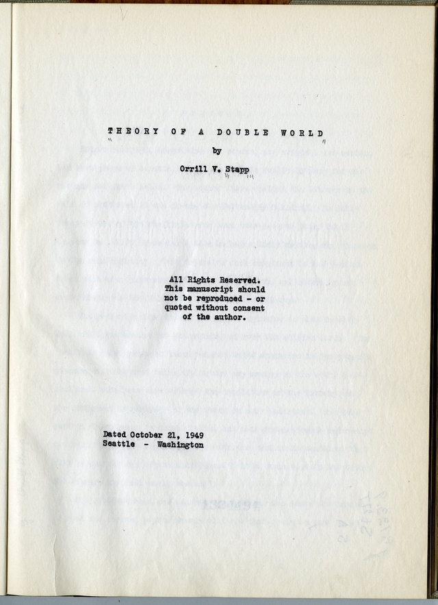 Orrill Stapp’s manuscript title page