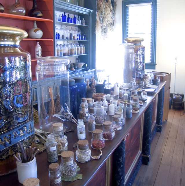 Photograph of recreated apothecary shop